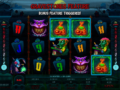 free Alaxe in Zombieland slot gravestones feature start