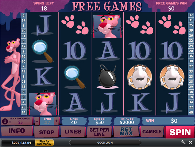 free Pink Panther slot bonus feature