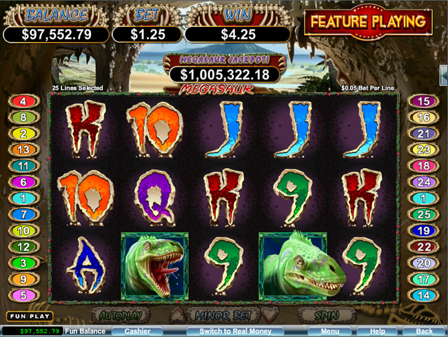 free Megasaur slot bonus feature
