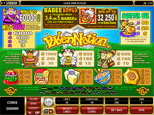 free Pollen Nation slot paytable