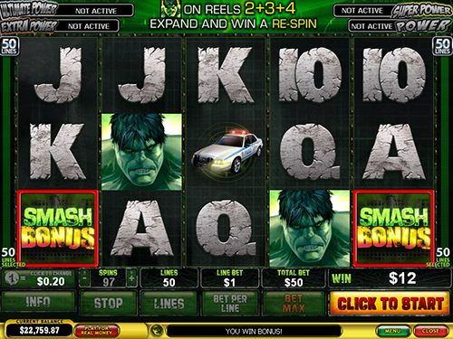 free Incredible Hulk 50 Lines smash bonus