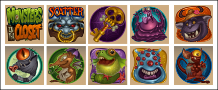 free Monsters In The Closet slot game symbols