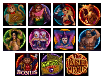 free The Twisted Circus slot game symbols