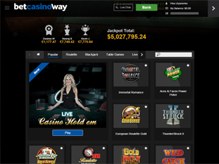 Betway Mobile Casino Lobby