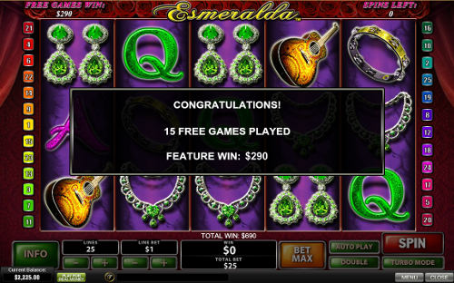 free Esmeralda bonus feature winning