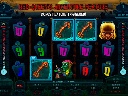 free Alaxe in Zombieland slot red queen's adventure feature