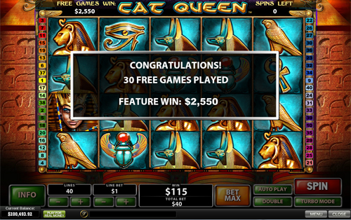 free Cat Queen free spins feature total prize