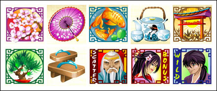 free Geisha Story slot game symbols