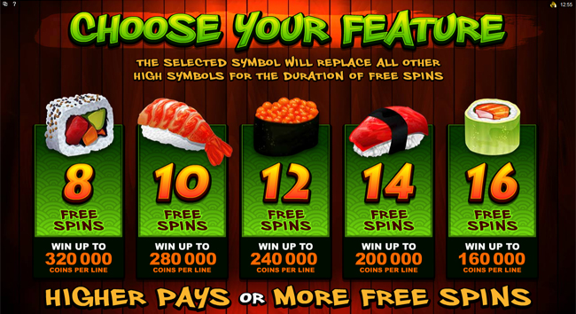 free So Much Sushi slot bonus feature