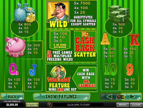 free Mr. Cashback free spins feature